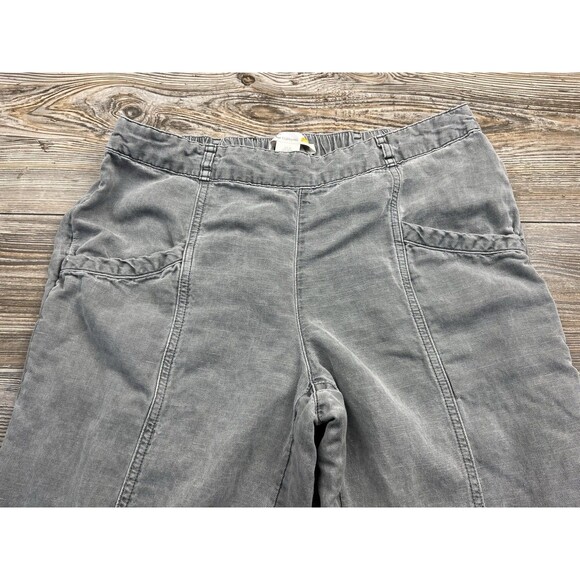 C&C California Women's MED Grey Linen Blend Cuffed Ankle Pants Nautical Beachy - Picture 2 of 13
